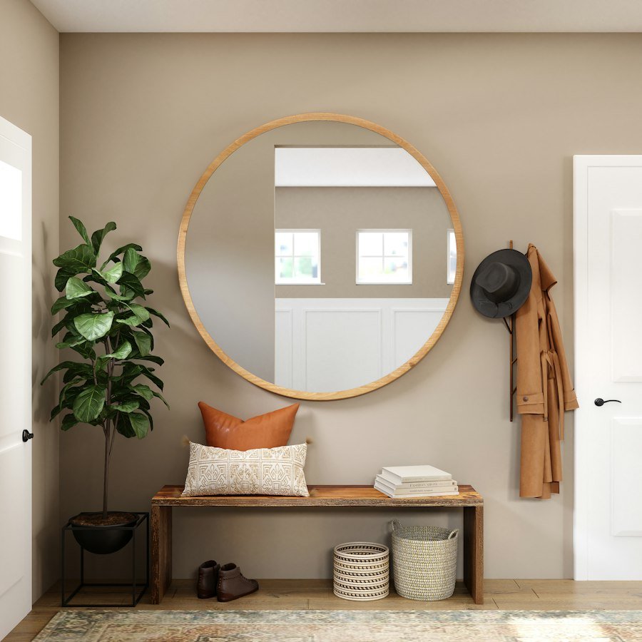 Arched Wooden Frame Mirror